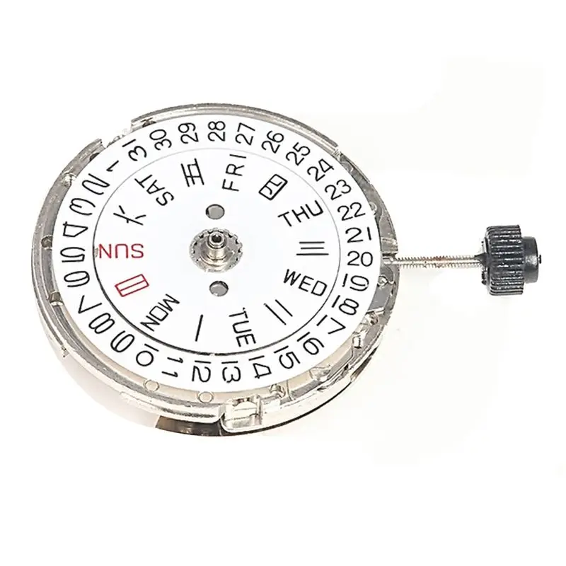 TCE Watch Movement Double Calendar Crown At 3 Mechanical Movement for MIYOTA 8205 Watch Movement Repair Parts(Silver)