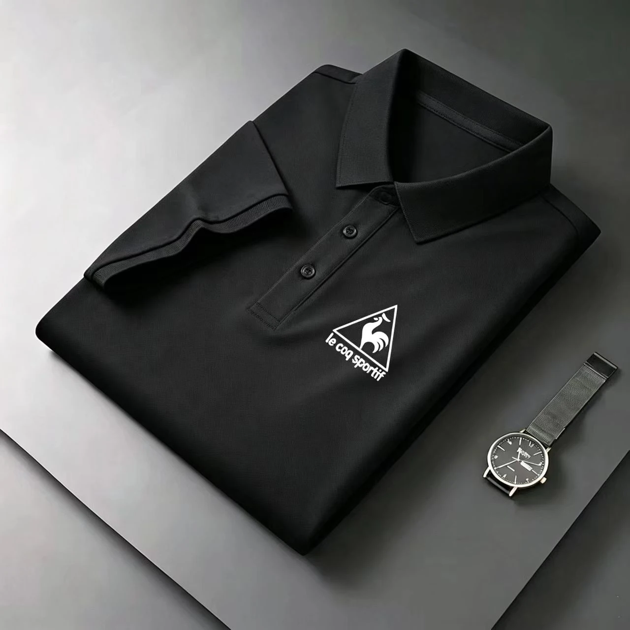 Sommer Herren Einfarbiges Poloshirt Kurzarm Revers-Knopf-T-Shirts für Männer Lässige Streetwear Leichte Jogging-Oberteile – Detail 6
