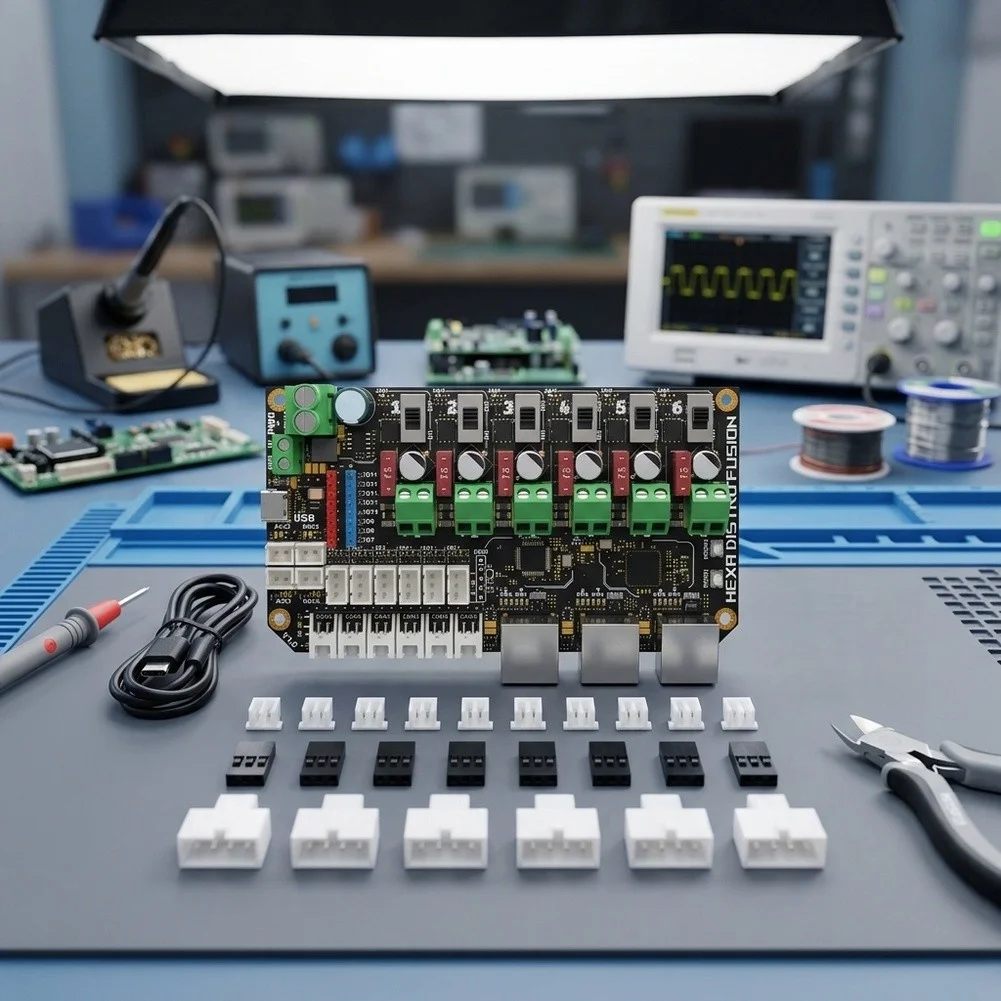 For 3D Printer Power & Data Hub for FYSETC Featuring 6 CAN Channels 7 USB 2.0 Ports and Fan Control Interfaces