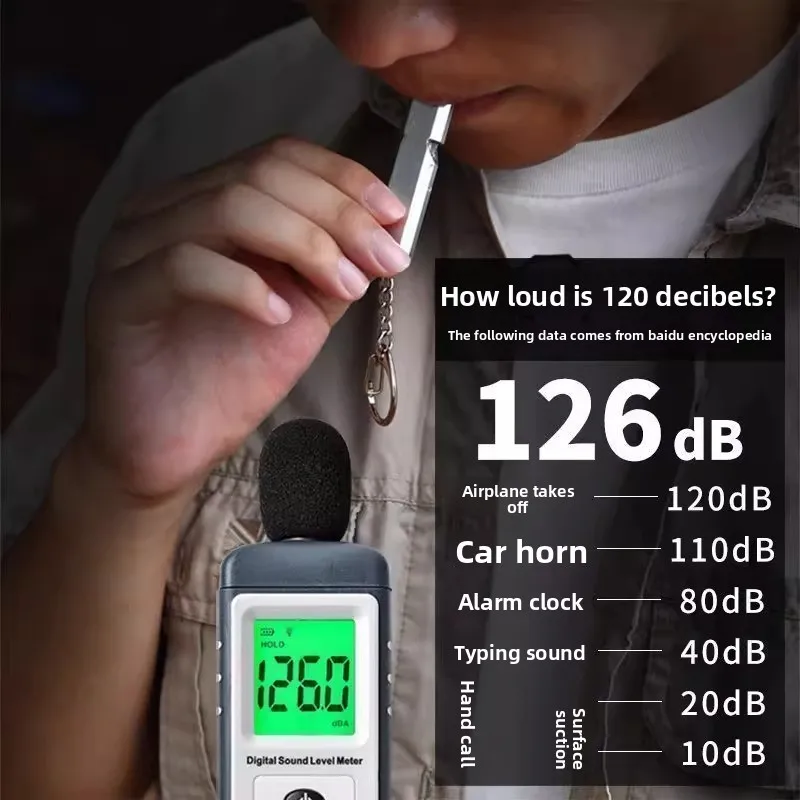 صفارة نجاة معدنية عالية الديسيبل - صفارة طوارئ عالية الصوت للإنقاذ في الهواء الطلق والزلازل ومعلم البولي ايثيلين وتدريب الطيور #2