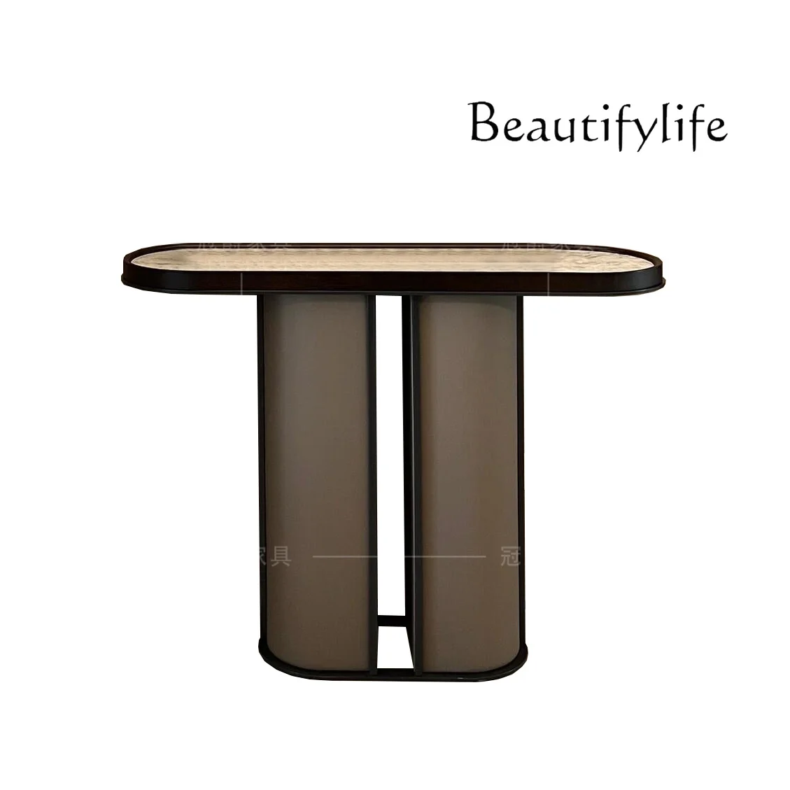 

Modern light luxury high-end rock slab entrance table Hotel lobby decorative cabinet Sales office room foyer entrance platform