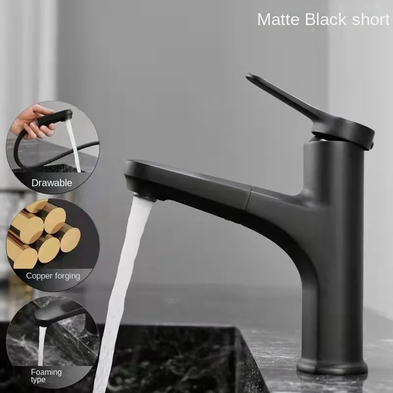 

Multifunctional Bathroom Faucets Basin Mixer Sink Faucet Hot Cold Pull Out Water Tap Washbasin Taps Chrome Black Grey
