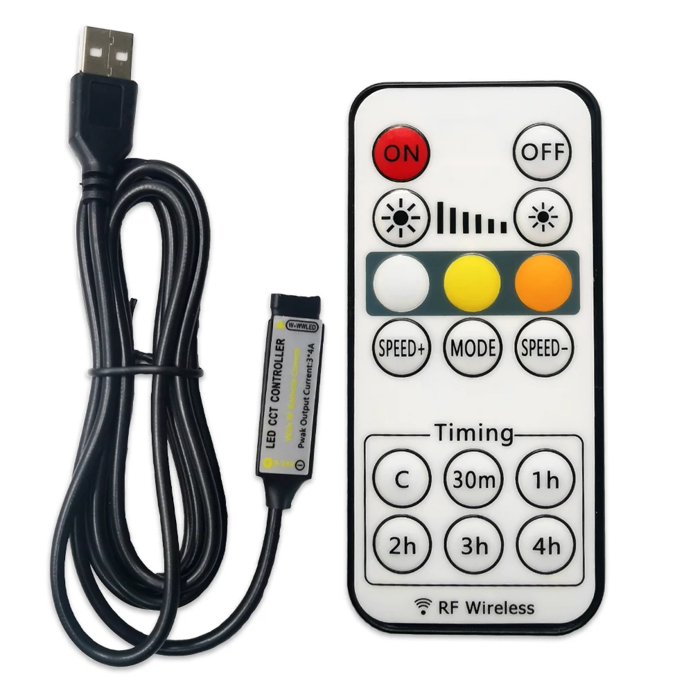 LED CCT RF Controller 16Keys USB/DC Mini Wireless Remote Dimmer With Timmer Function Timing Adjust For 5050 2835 WW/CW Led Strip