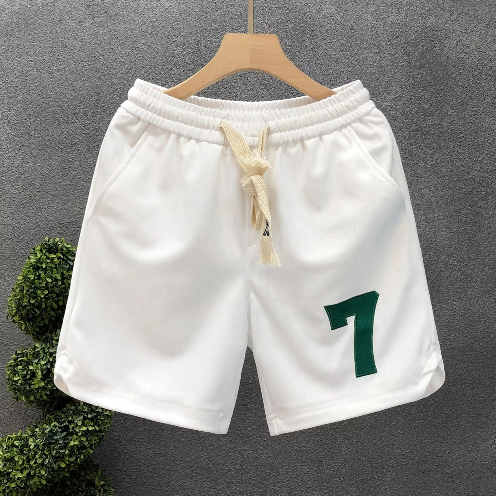 NO.7 American Trendy Men\'s Shorts Harajuku Green Sweatpants High Street Striped Pants Men\'s Clothing High Quality Sports Shorts