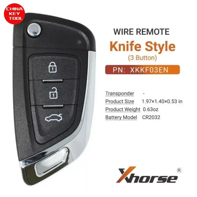 1PCS Xhorse Universal Flip Wire Remote Key Knife Style 3 Buttons XKKF03EN