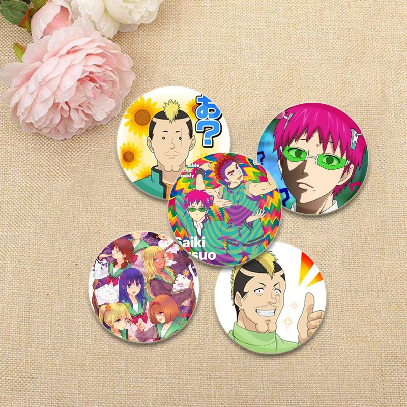 Saiki K HD Print Anime Brooches Saiki Kusuo Teruhashi Kokomi Cartoon Badge Handmade Pins for Backpack Clothes Gift Accessory