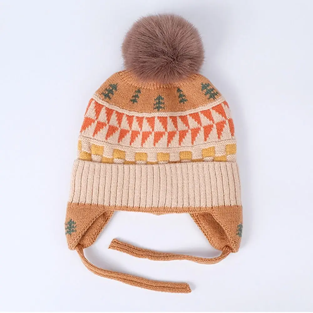 Winter Warm Children Ear Protection Hat Kids Earmuffs Cap Cartoon Toddler Woolen Knitted Hats 2-6 Years Children Beanies image 4