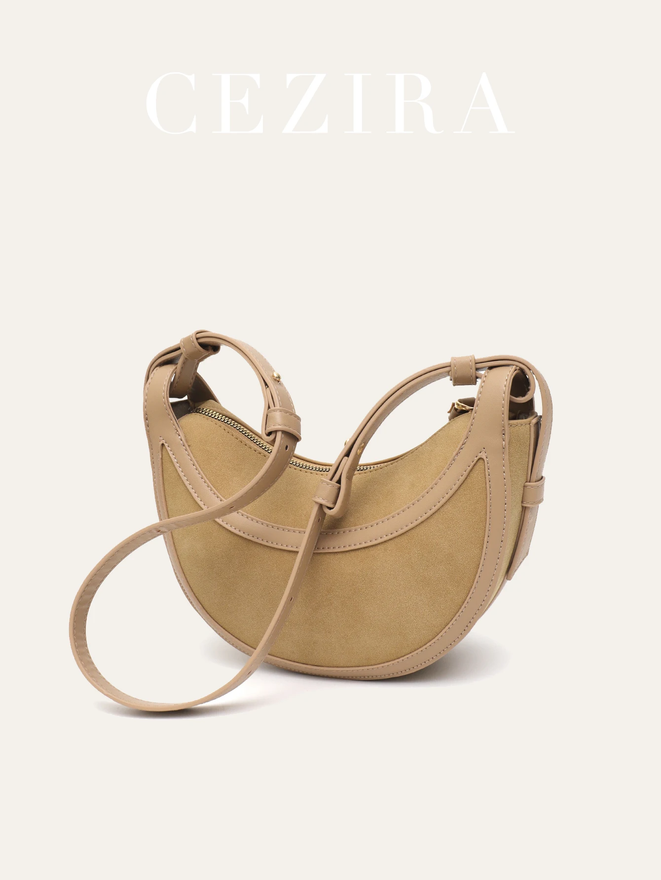 

CR Classic Popular Fashion Women's Handbag Solid Color PU Leather Zipper Closure Adjustable Strap Hobo Shoulder Bag Versatile