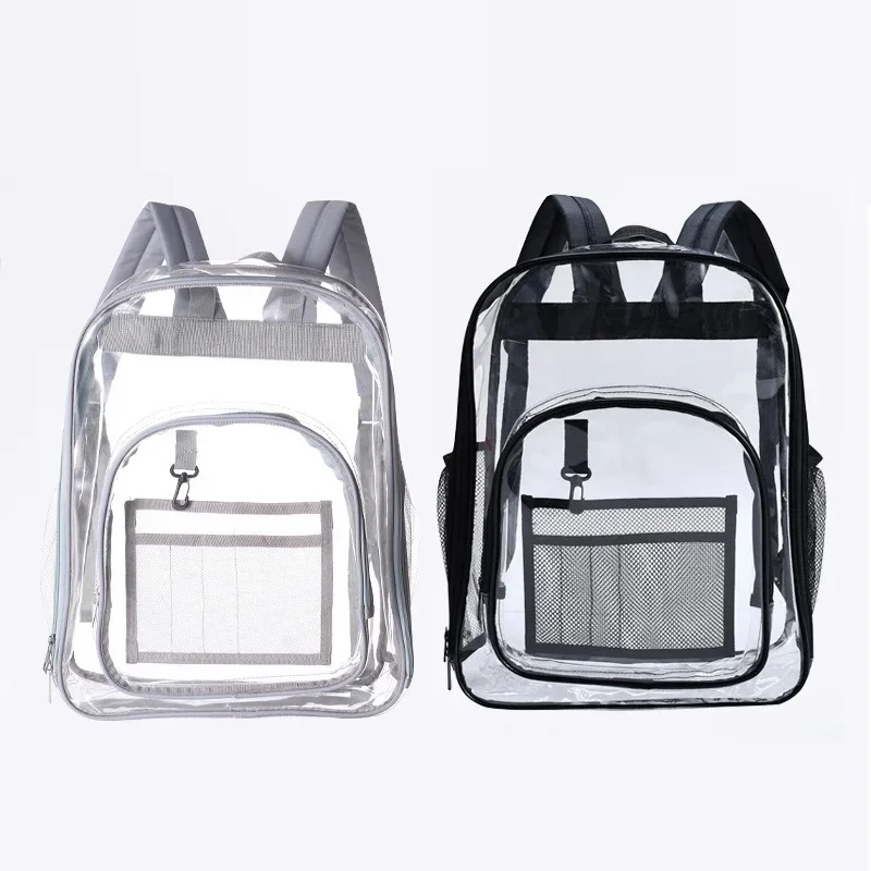 Mochila de PVC transparente para homens e mulheres, mochila escolar clara, mochilas aprovadas para adolescentes, estudantes