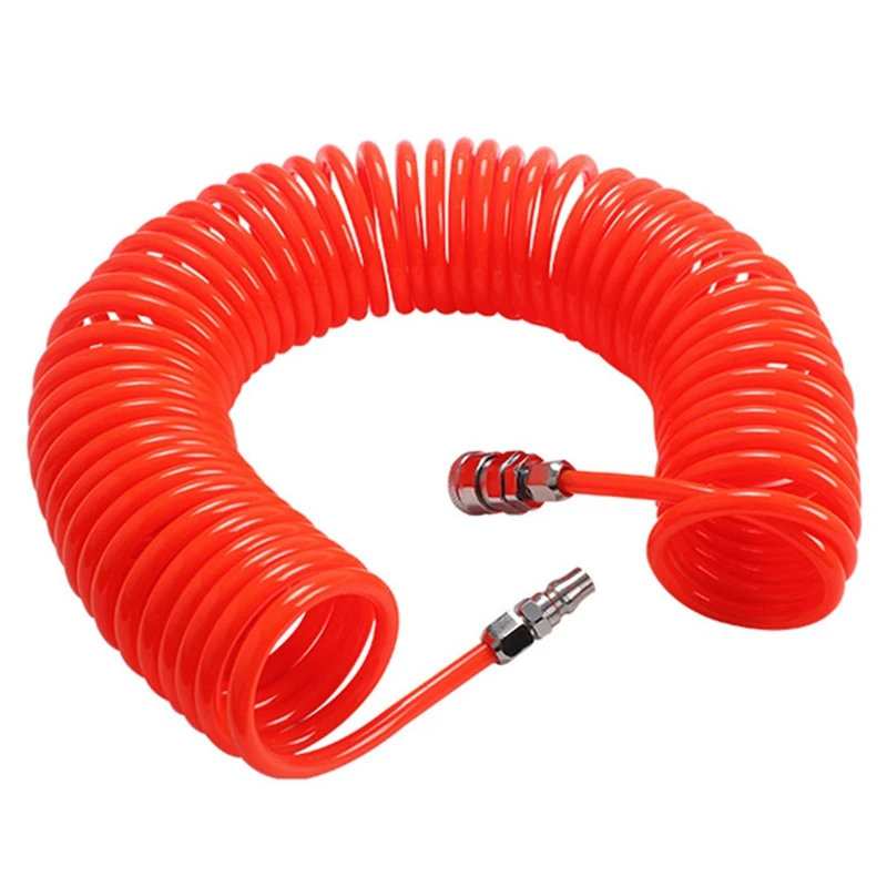 12M Polyurethane Air Spring Spiral Tube Compressor Hose Flexible Pneumatic Tool With Connector