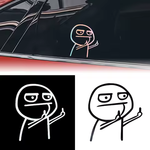 Cartoon Funny Middle Finger Waterproof Reflective Car Stickers Window Bumper Decal Body Decoration Sticker Auto Accessories