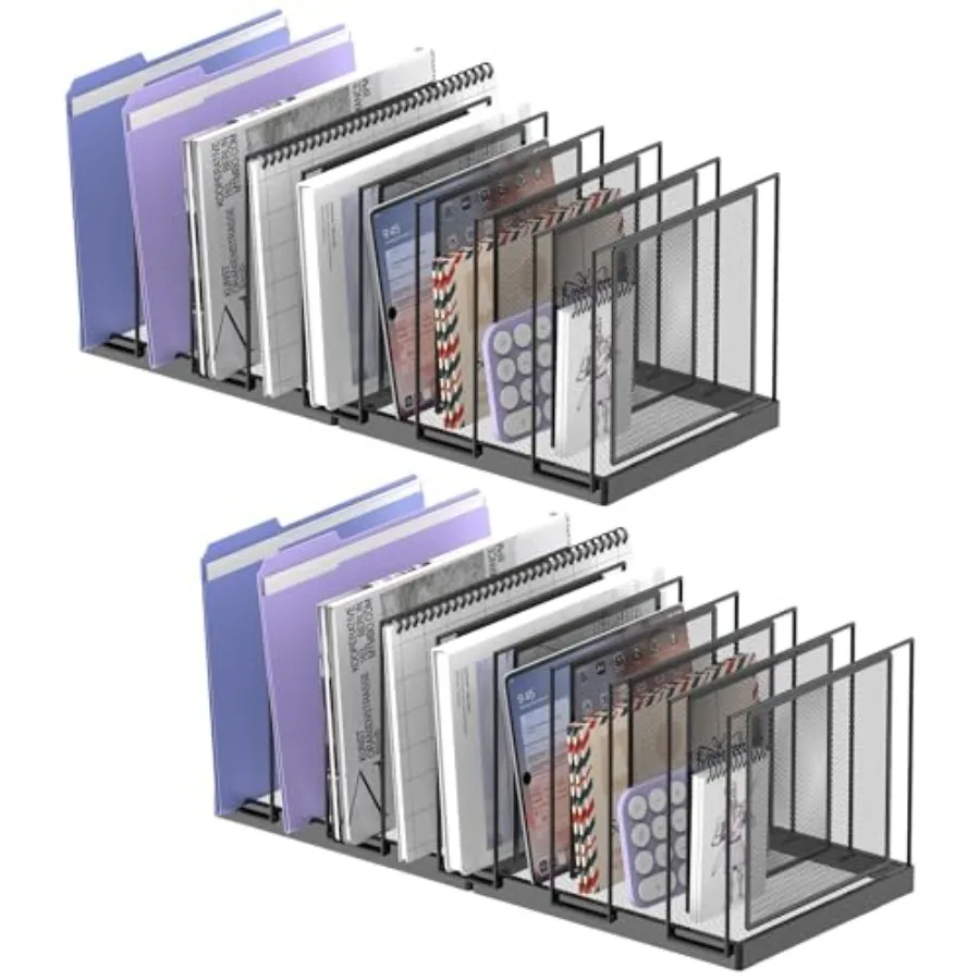 

9-Section Desk File Organizer Vertical File Holder Mesh Desktop File Folder Metal File Organizer Stand for Office Home Classroo