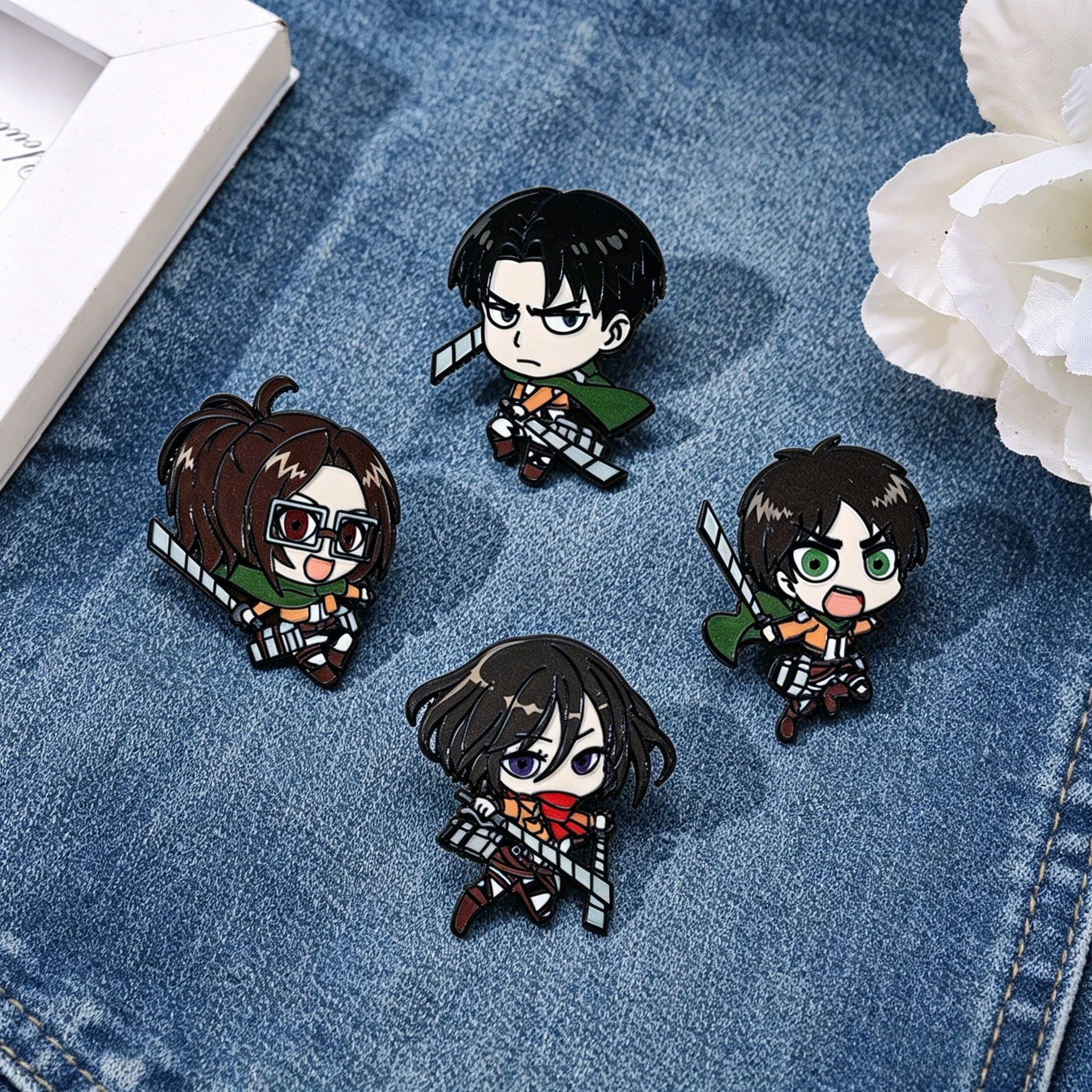 Eren Chibi Enamel Pins Custom Mikasa Armin Levi Brooches Lapel Badges Cartoon Jewelry Gift for SNK Fans Friends