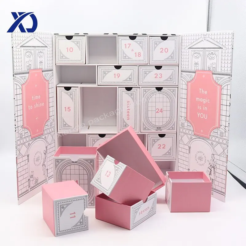 

Festive Treat Empty 12Pcs 24Pcs Christmas Countdown Advent Calendar Gift Box Cosmetic Advent Calendar Custom Box With Tray