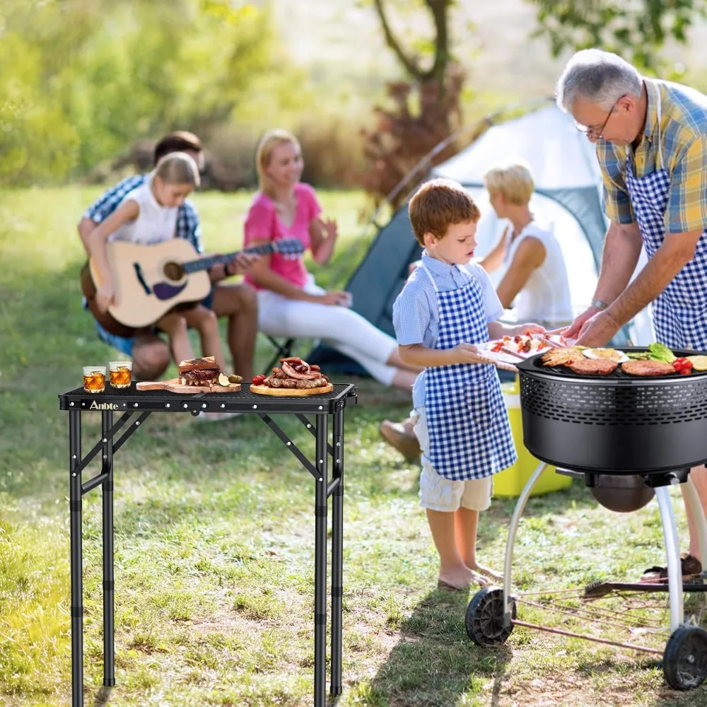 طاولة شواء قابلة للطي، طاولة نزهة للتخييم من الألومنيوم بارتفاع قابل للتعديل، خفيفة الوزن ومحمولة للسفر في الهواء الطلق #2