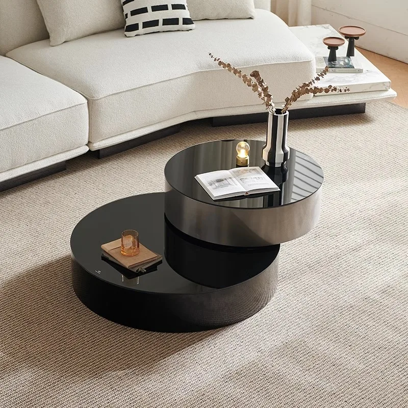 طاولة قهوة مستديرة فاخرة خفيفة إيطالية، طاولة قهوة حديثة راقية لغرفة المعيشة