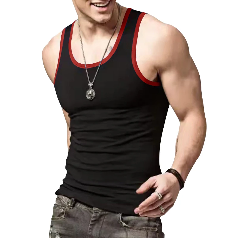 Solid Color Sleeveless Vest Men\'S Elastic Fitness Quick Drying And Breathable Summer Fashion Top M-3XL