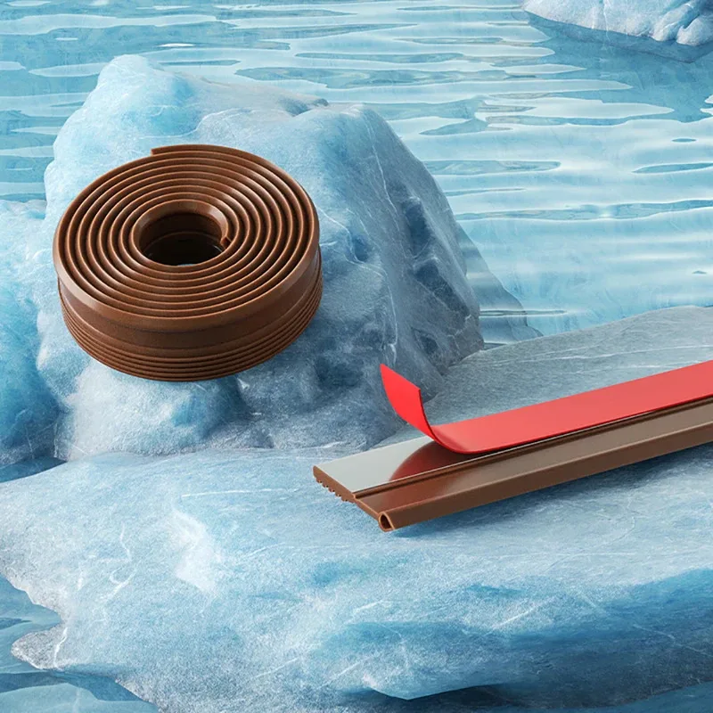 28/50mm Height Door Seal Strip Flexible Soft TPE Under Door Weatherstrip 1M Self-Adhesive Dustproof Windproof Stripping