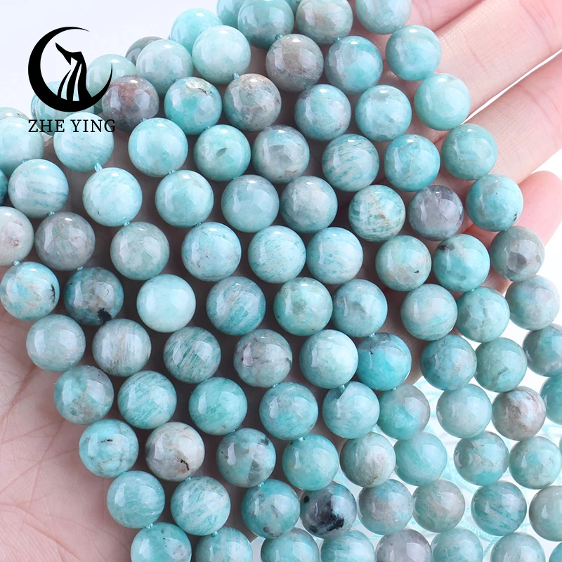 New 8 10mm Russian Blue Amazonite Natural Stone Beads Round Loose Spacer Bead for Jewelry Making DIY Bracelet Necklace Accessory
