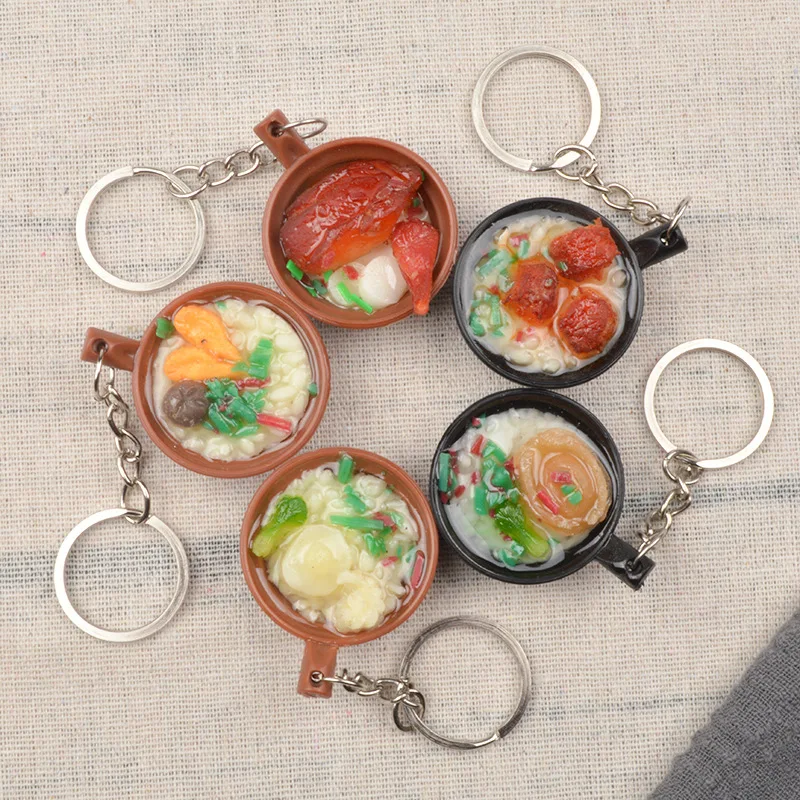 

Simulation Food Key Chain 4cm Casserole Dish KeyRing pvc soft Glue keychains food model toy KeyChain Car Pendant K4923