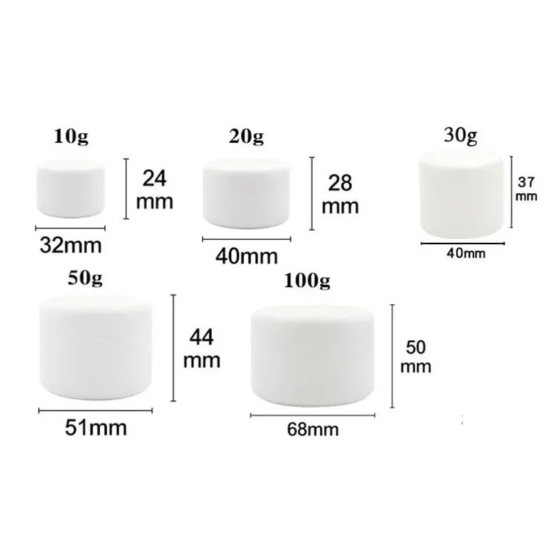 5 pezzi 10g-100g vasetti di crema per il viso in plastica riutilizzabili contenitori vuoti per campioni cosmetici barattolo da viaggio lozione unguenti bottiglia candela pentola