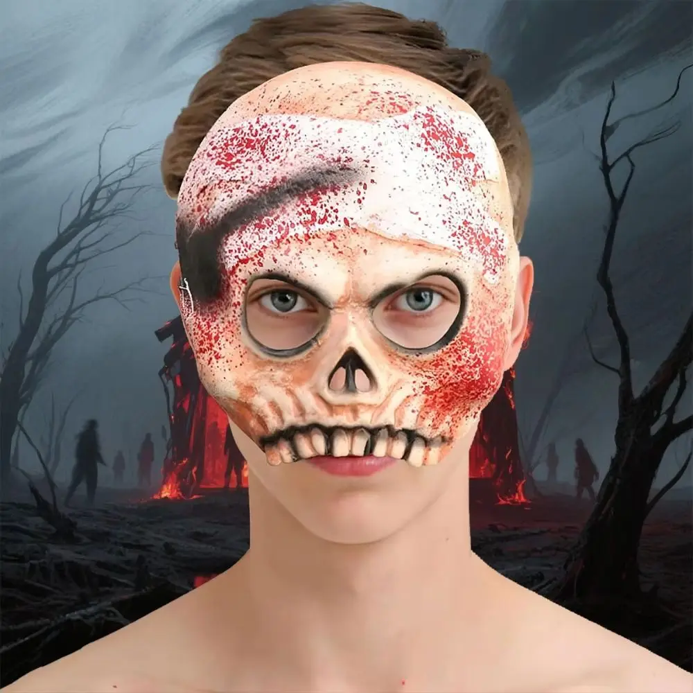 

Realistic Halloween Cosplay Mask Funny Creativity Masquerade Party Mask Elastic Strapy Breathable Bloody Skull Mask
