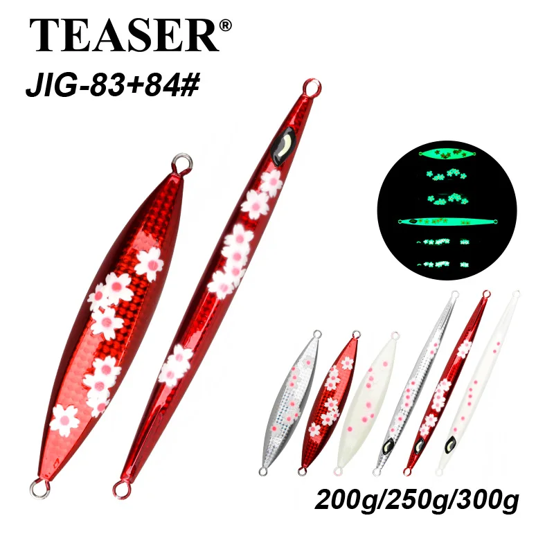 teaser-j84-isca-de-placa-de-ferro-de-encaixe-lento-de-flor-de-ameixa-pesca-em-barco-de-mar-profundo-isca-luminosa-de-afundamento-rapido-isca-de-arma-dourada