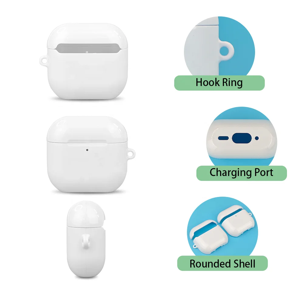 Obudowa 3D do sublimacji na słuchawki Airpods 4 3 2 1, do samodzielnego nadruku termotransferowego, etui na słuchawki, możliwość personalizacji nadruku, forma do druku. — zdjęcie produktu 4