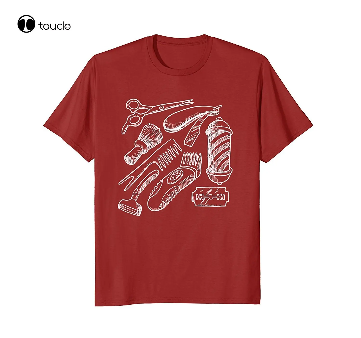 New Summer Cool Tee Shirt Barber Shop T-Shirt Hair Stylist Fun Pencil Art Retro Tee 3D Cotton T-Shirt Custom Aldult Teen Unisex