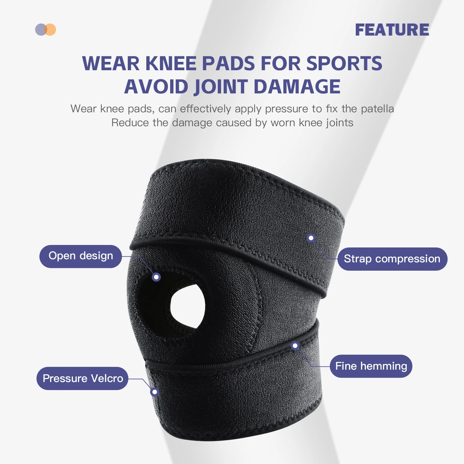 1PCS Adjustable Elastic Knee Support Brace Kneepad Patella Knee Pads Hole Sports Kneepad Safety Guard Strap For Running Dancing