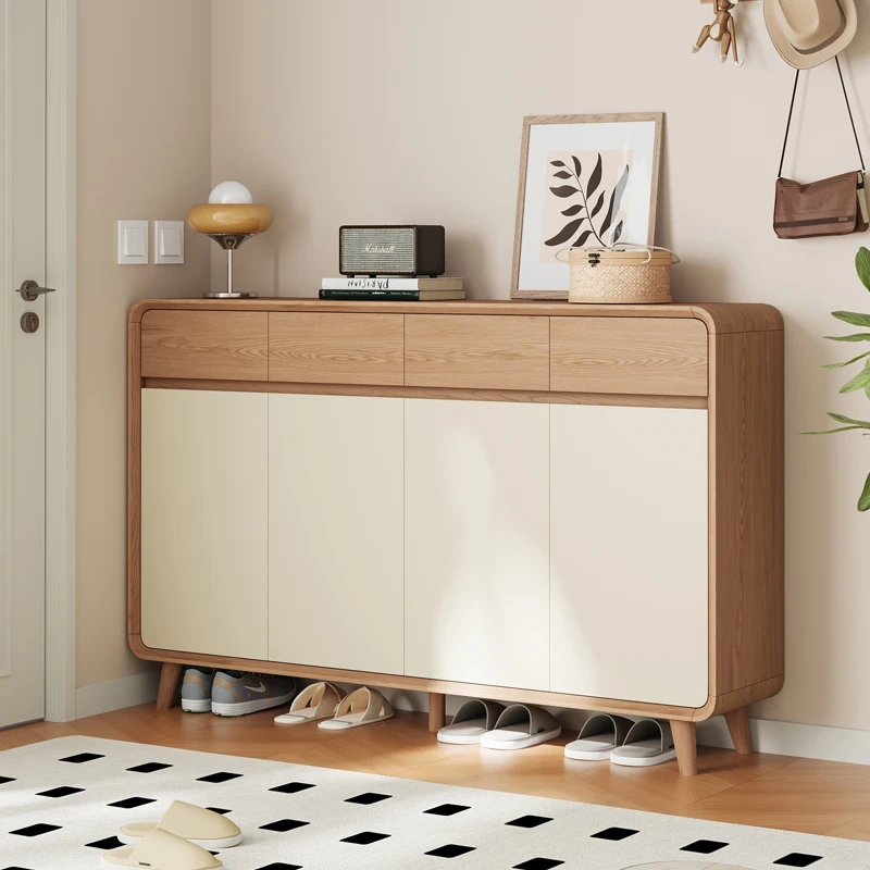 

Modern Cream Shoe Cabinet Wooden Nordic Waterproof Entryway Storage Shoe Rack Salon Space Saving Szafka Na Buty Furniture Home