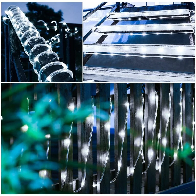 Imagem -03 - Solar Powered Rope Tube String Lights Waterproof Fairy Lights Garden Guirlanda Natal Yard Decoração ao ar Livre 50 Leds 100 Leds