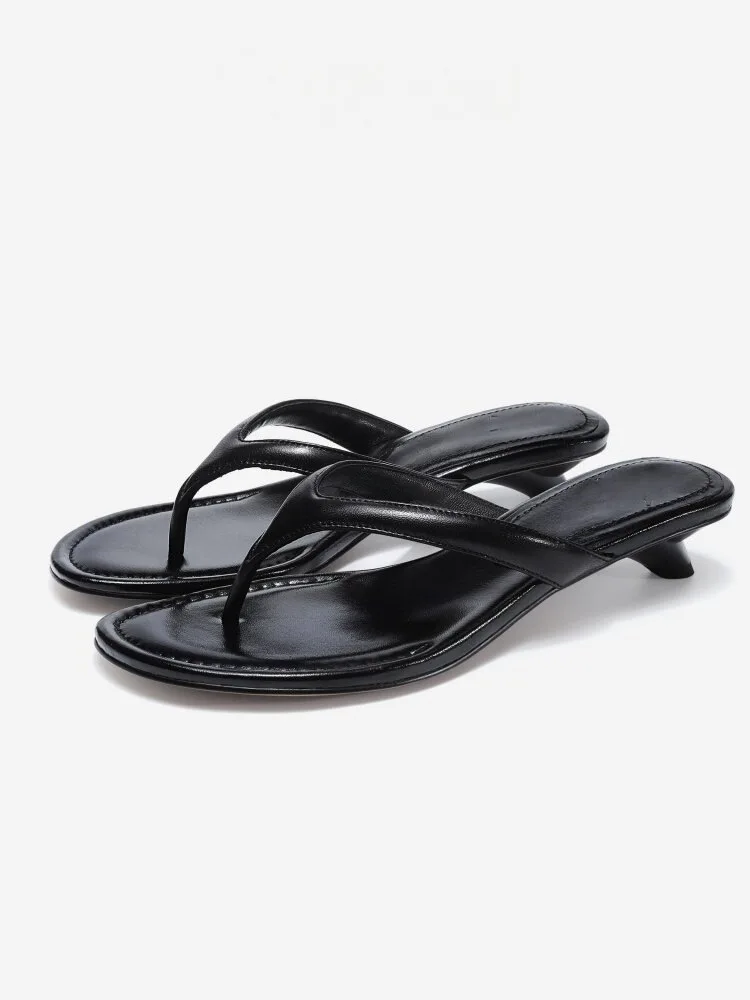 Kitten and French vacation style flip-flops premium oil wax sheepskin slippers casual sandals