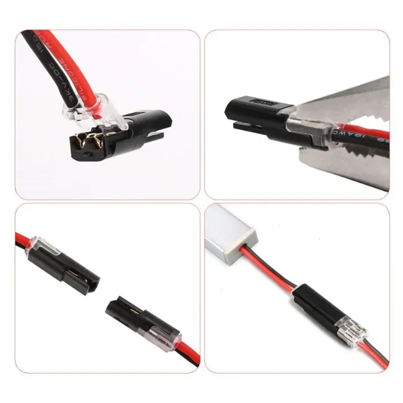 6/10pcs 2pin Pluggable Wire Connector Spring Scotch Lock 18-24AWG Wire Quick Splice Connectors Led Light Cable Crimp Terminals