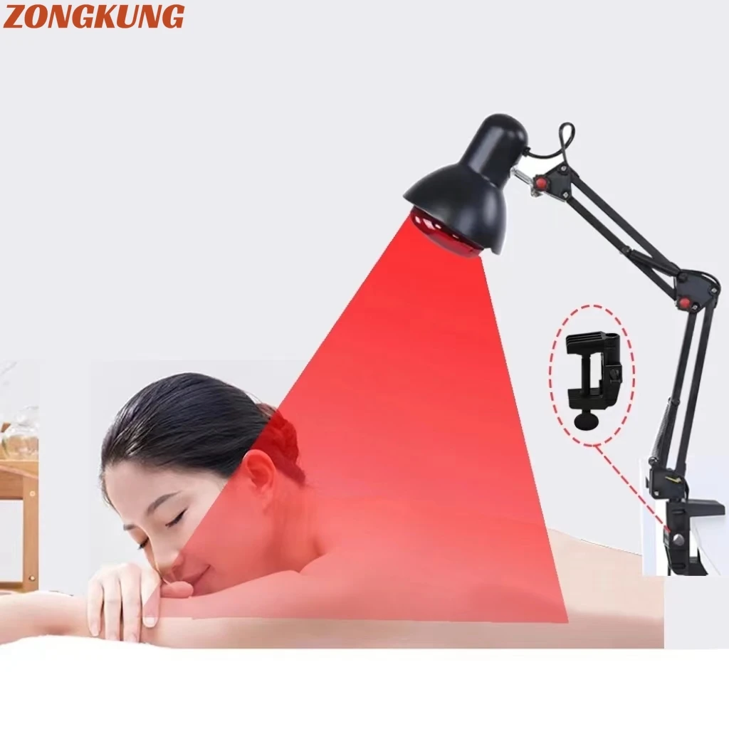 150W Home Clamp Red Light Beauty Spa Roasting Lamp Accelerated Healing Pain Relief 180° Adjustable Stand Foldable Warming Lamps