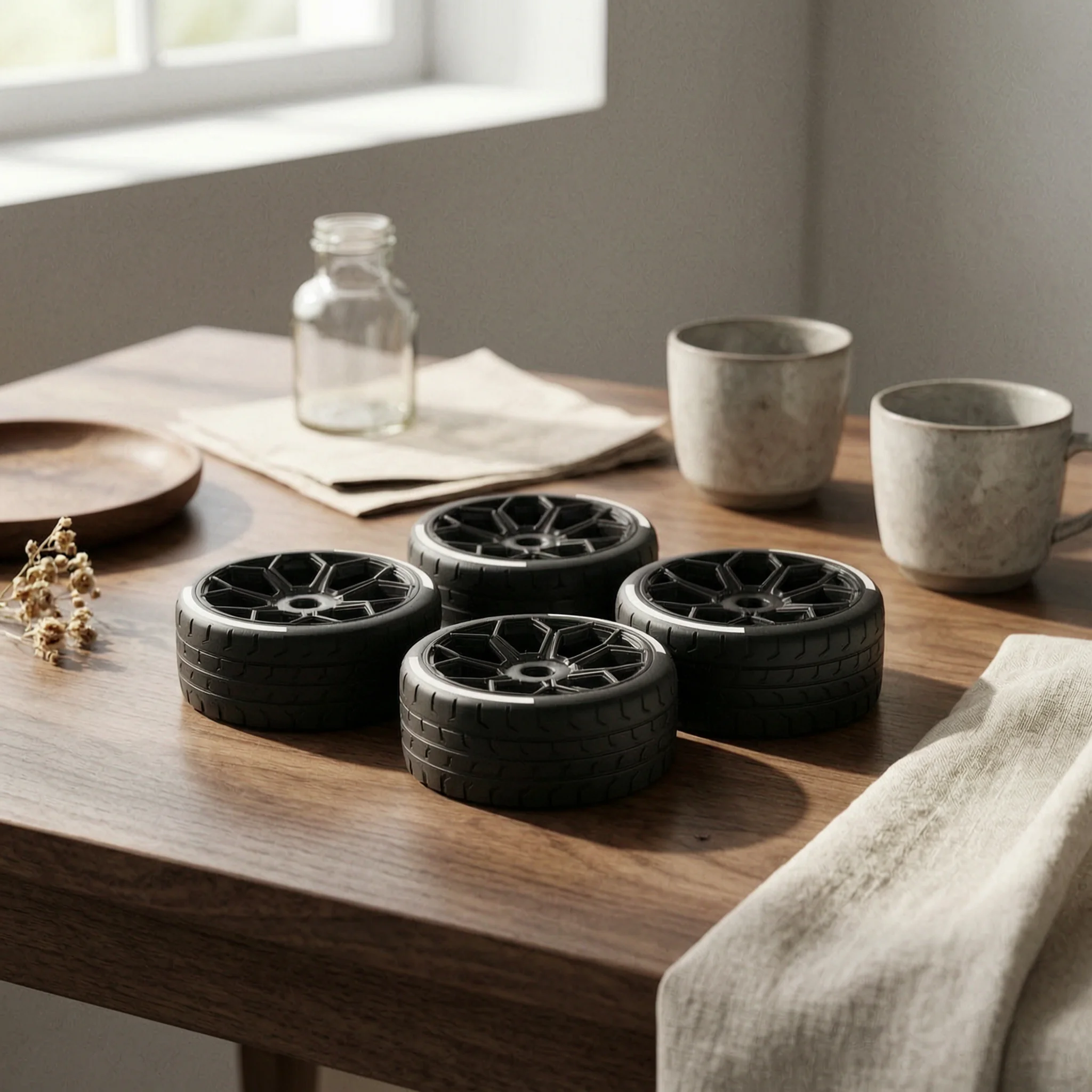 4 Pieces RC Tires with Rims High Grip Low-Profile RC Tires Wheel and Tire Set Lightweight Shock-Absorbing