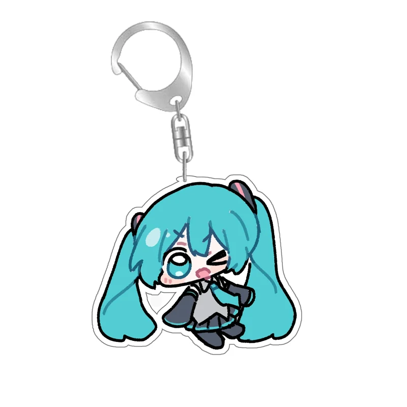 New Homemade Kawaii Hatsune Miku Q Version Character Acrylic Keychain Pendant Girl Heart Schoolbag Accessories Girls Gift