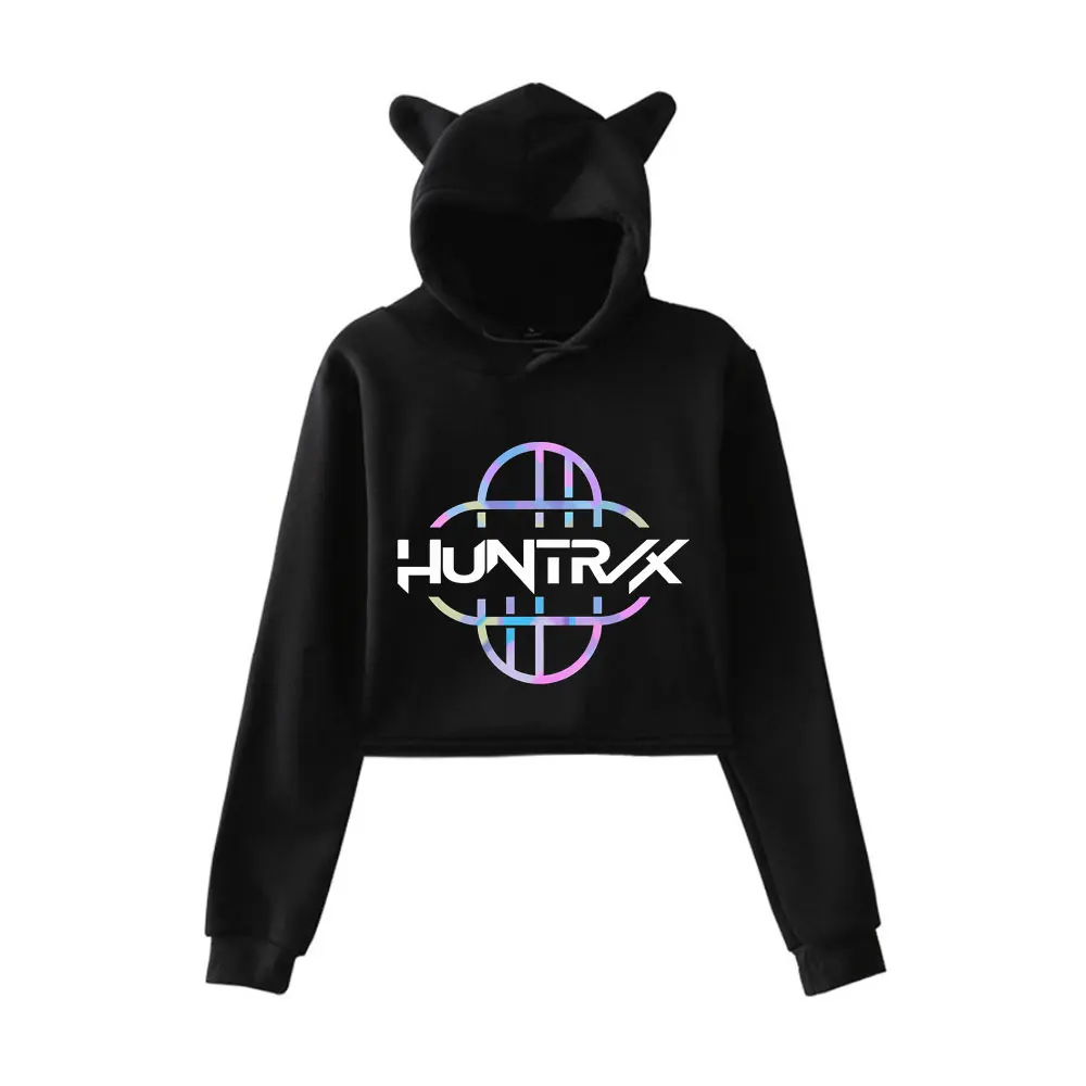 

KPop Demon Hunters 2025 Merch Hoodies Sweatshirt for Girls Cat Ear Crop Pullover Casual Clothes