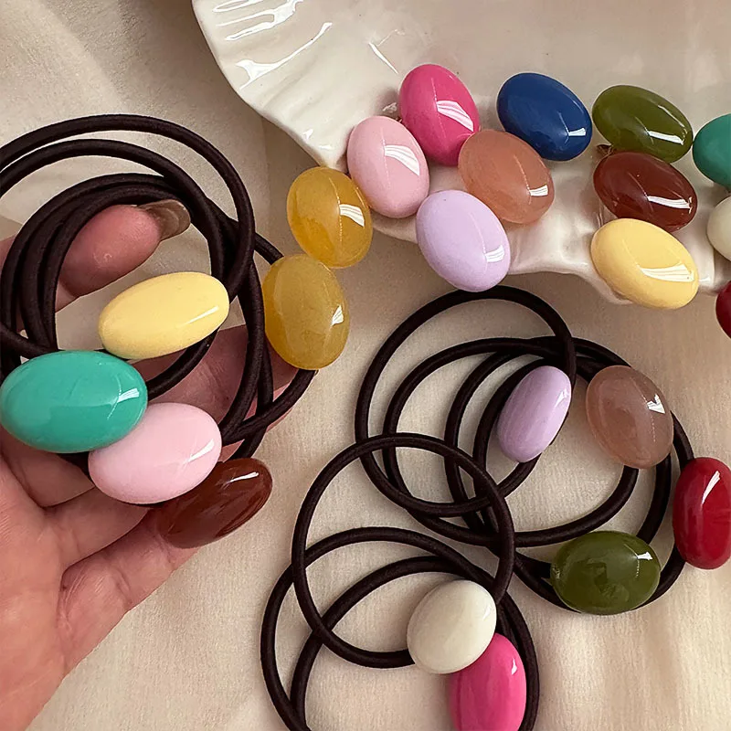 Oval Doudou High Ponytail Hair String Simple Temperament Circle Bun Updo Hairtie High Elastic Basic Rubber Band