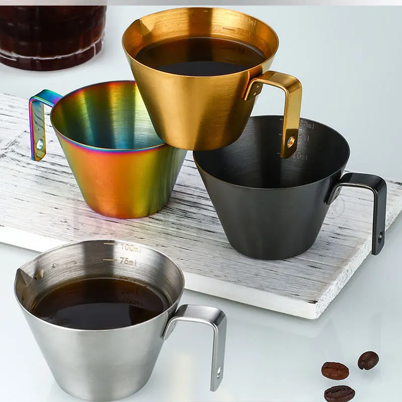 1 tazza per estrazione caffè in acciaio inossidabile 304 da 100 ml con scala, piccola tazza per urna da latte, misurino per caffè espresso, tazza La Hua