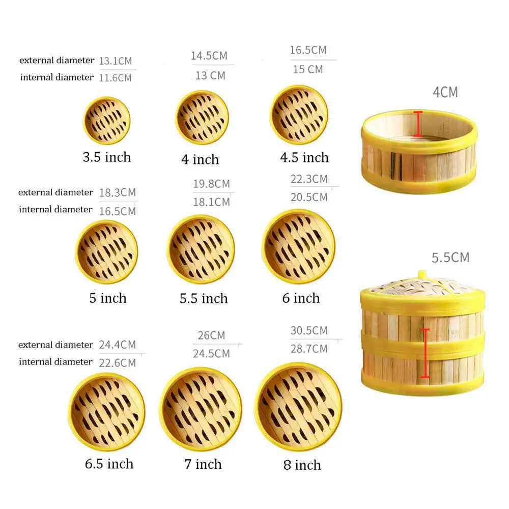 Multi-Sizes Natural Handmade Safe for Steaming Food Steamer Basket Dumpling Steamer Kitchen Cookware Bamboo Steamer