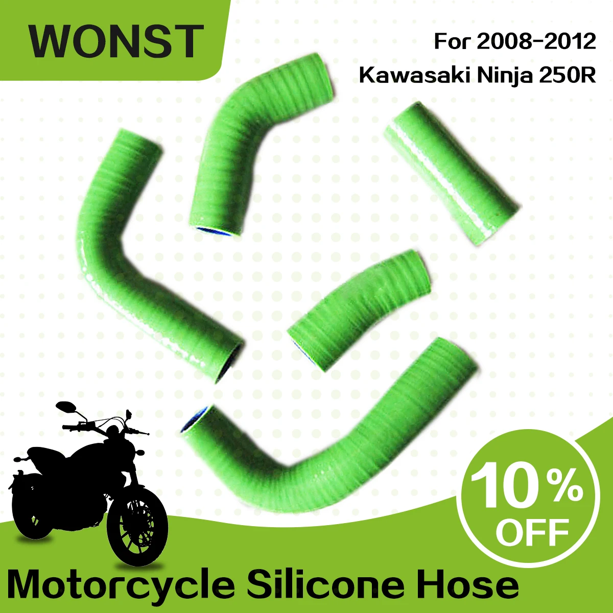 

For 2008-2012 Kawasaki Ninja 250 R EX250 EX250J Radiator Silicone Coolant Hose