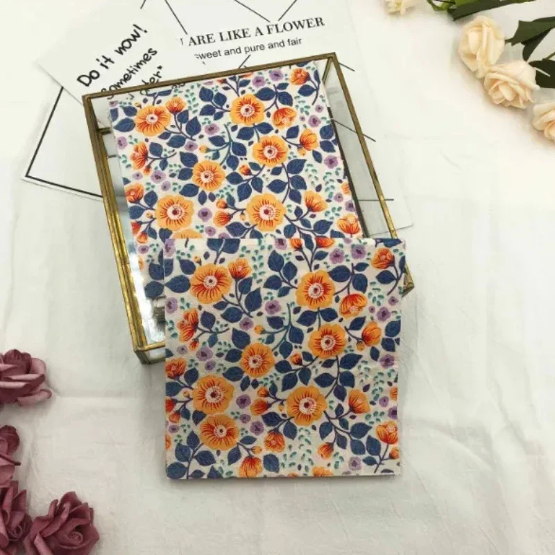 Colorful Printed Napkins Orange Flower 2 Layers Facial Tissue Paper Wedding Wine Glass Decoration Table Setting Paper 20pcs 33cm