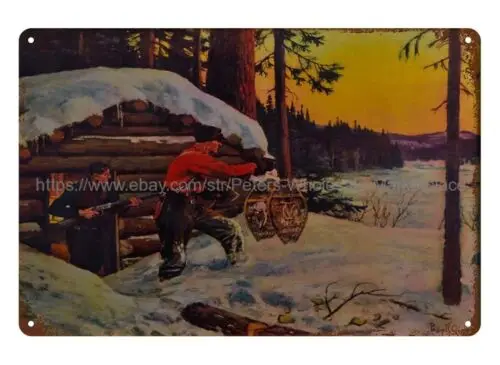 modern wall decor Surprised bears camping scene metal tin sign