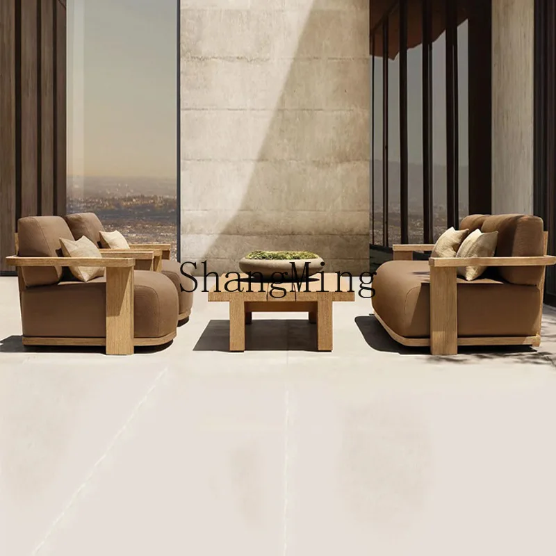 

ZYY outdoor old teak sofa courtyard open-air garden solid wood sofa log leisure chair