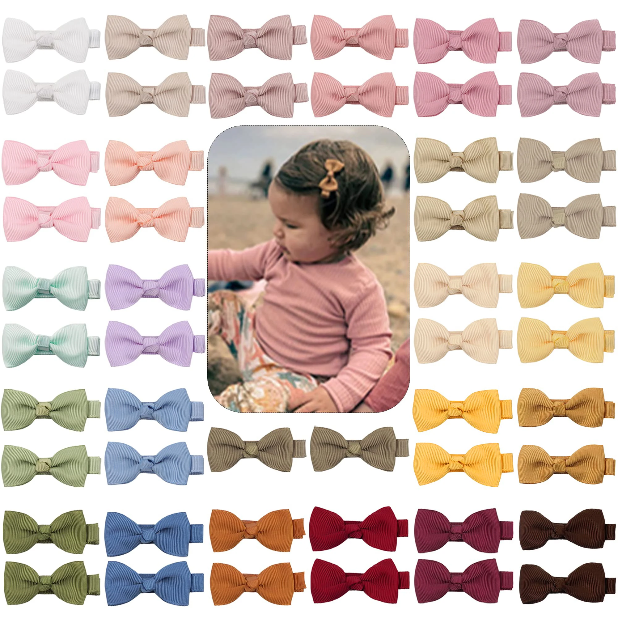 

50/90 шт., красочные ленты в репсовую ленту, мини-банты для волос, набор милых заколок для волос с бантом, головные уборы, 2 дюйма, аксессуары для волос для маленьких девочек