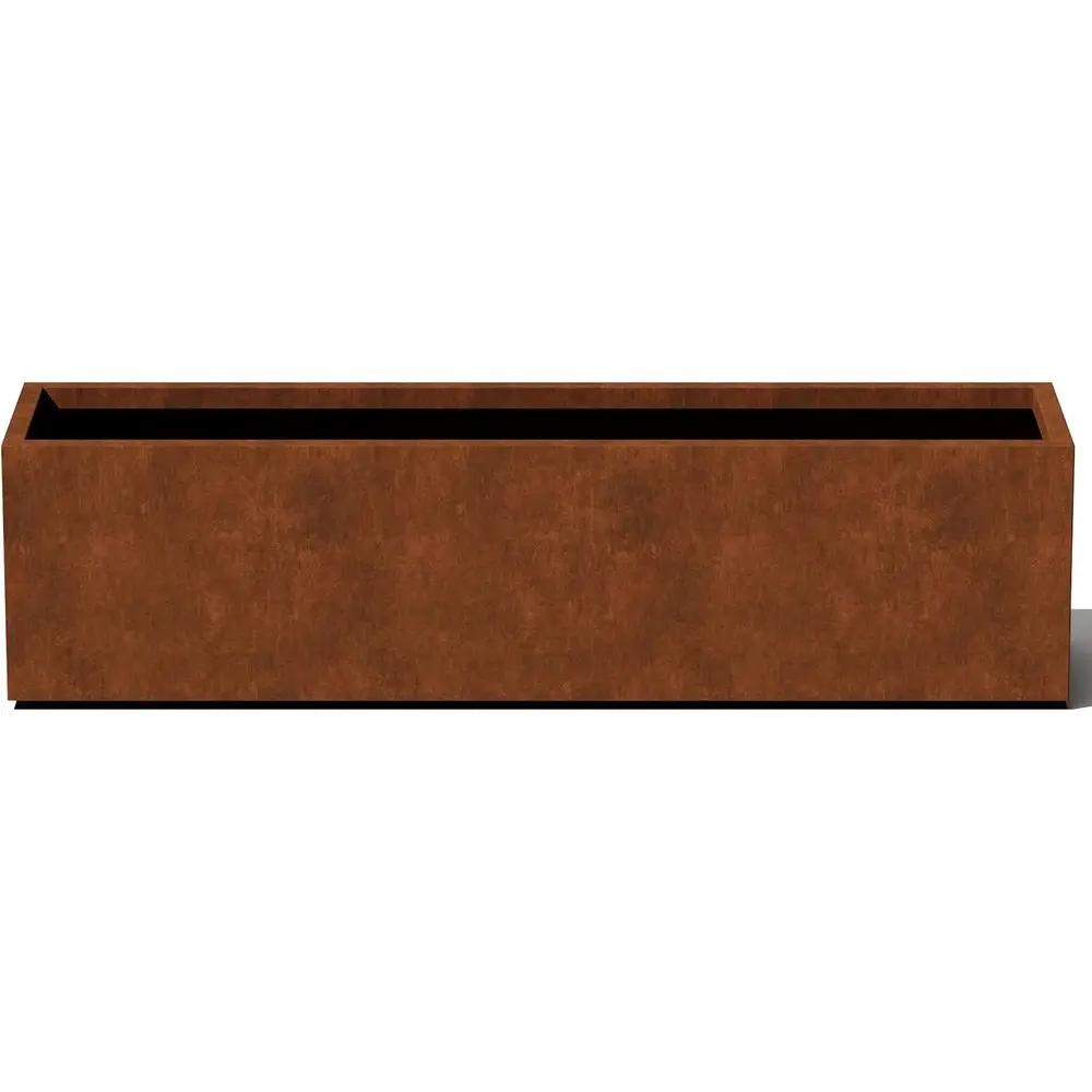 Rustic Cor-Ten Steel Rectangular Window Box Planter, 36
