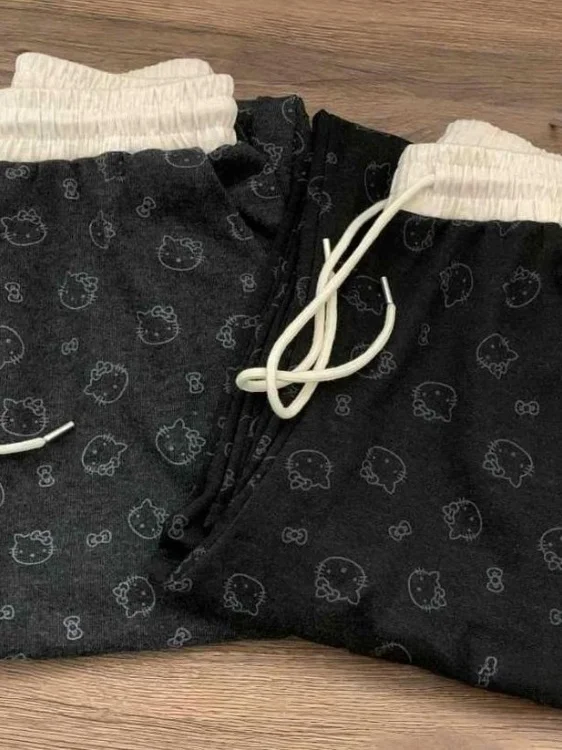 Faionable Pantalon taille haute à jambes larges Pantalon décontracté imprimé pour femme cet détail effet dr effet minceur automne Win...