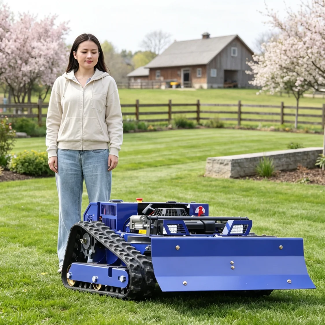 Customized Intelligent Robot Lawn Mower Wireless Radio Control Crawler Mower GPS Autonomous Flail Mower For Lawn mower petrol