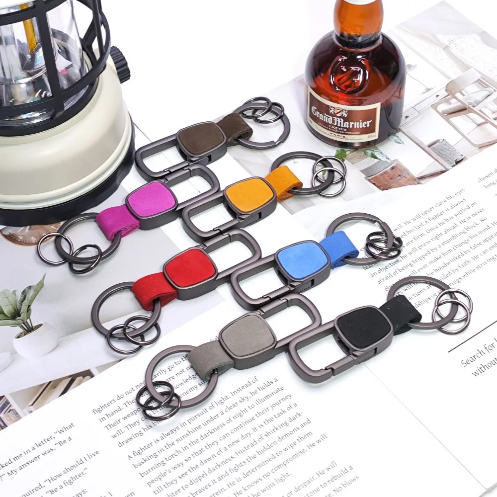 

Matte Cowhide Leather DIY Keychain Pendant Zinc Alloccessy Aories Car Accessories Key Pendant Keyring Gift Minimalist High-end